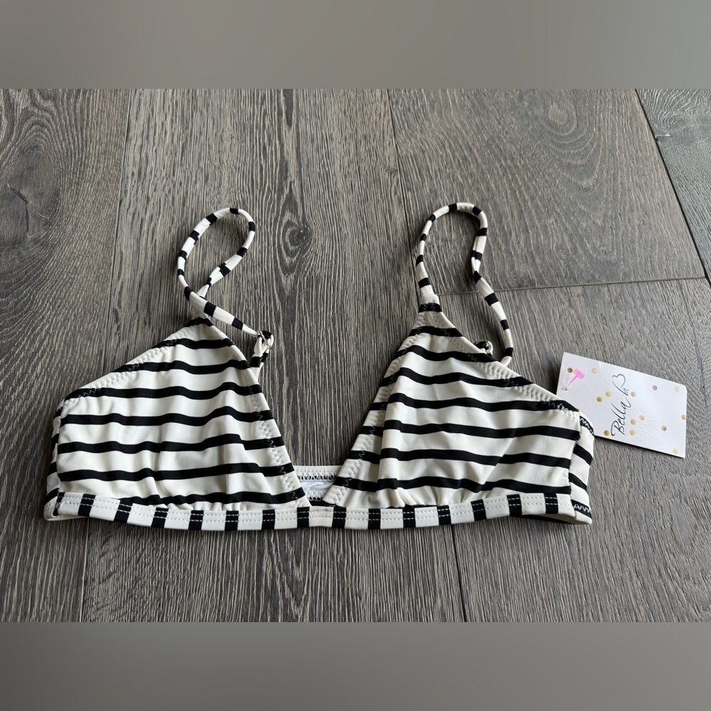 Bella B Stripe Bralette in Black/White Size Medium